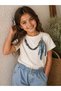 Girl's Oysho Fabric Stylish T-Shirt in Navy Blue with Accessories 👕 ✨ - 2