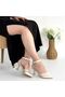 Mejja Beige Satin Heeled Shoes - 4