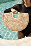 Hand Knitted Beige Straw Bag 1052 Beige - 2