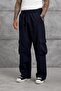 Men's Tensel Fabric Trousers Navy Blue Cargo Pocket Baggy Woven