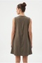 Women's Cody Soft Nubuck Cupra Woven Bell Cut Sleeveless Casual Khaki Short Dress - 5