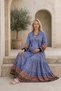 Women's Tassel Collar Cotton Maternity Dress Marine Patterned Long Sleeve Summer Dress - 5