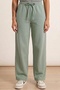 Mint Green 4-Season Elastic Waist Lace-Up Wide-Leg Gabardine Women's Trousers - Comfortable Cut Casual Palazzo with Pockets - 5