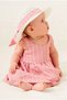 Baby Girl Striped Summer Dress with Hat and Back Bow Detail and Straps - 4