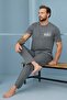 Men's Short Sleeve Cotton Pajama Set 7966 Anthracite01 - 3