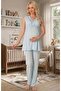 Women's Blue Lace Special Design Maternity Pajama Set - 5