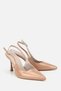 Women's Nude Pointed Toe Patent Leather Open Back Stiletto Heel U Shoes - 2