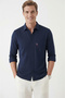 Navy Blue Comfortable Fit Wrinkle-Free, Iron-Free Modal Fabric Lycra Men's Shirt 2602633 - 2