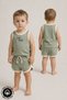 Unisex Salt & Sand Printed 100% Cotton Baby Kids Athlete Shorts Set with Piping Detail