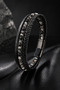 Men's Black Agate Stone Leather Bracelet Multi-Layered Black Weave Design Stylish Bracelet with Steel Clip