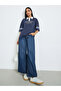 Navy Blue Slogan Contrast Collar Oversized Polo T-Shirt - 2