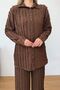 Women's Ruffle Detailed Elastic Waist Shirted Double Set Brown - Mw0000268 - 2