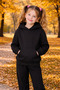 Unisex Children's Black Hooded Sweatshirt with Kangaroo Pocket