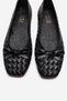 Garen Black Knitted Genuine Leather Bowknot Women's Ballerina Shoes - 2