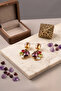 Zircon Stone Hanging Flower Earrings 4 Cm. - 3