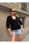 Black Openwork Short Balloon Sleeve Summer Knitwear Cardigan - 2