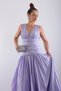 Sleeveless V-Neck, Brooch Accessory, Taffeta Tail Evening Dress, Event Dress - 4