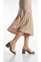 Women's Cream Plain Platform Heeled Sandals Ayk2082 - 3