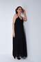 Maternity Strappy V-Neck Slit Long Linen Dress Black - 2