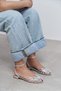Pika Silver Metallic Buckle Detail Short Heeled Women's Sandals Ballerinas - 6
