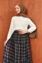 Navy Blue Layered Patterned Chiffon Skirt - 4