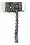 Knitted Patterned Square and Crystal Stone Embroidered / Sewn Strip / 1 Meter / At275 Silver Black - 2