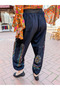 Black Color Hand-Printed Diamond Patterned Bohemian Trousers - 4
