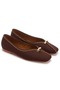 Feles Yellow Buckle Detailed Women's Ballerina Shoes Brown - 2
