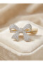Bow Model Zircon Stone Detailed Gold Color 6 cm Clasp Buckle - 2