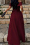 Burgundy Creil Strappy Double Fabric Long Dress Tns-4424 - 6