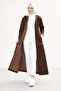 Full Length Women's Trench Coat with Stripes Inside and Zipper Front - 6