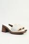 Women's White Knitted Strap Chain Detailed Heeled Slippers - 3
