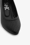 Black Genuine Leather Perforated Women's Low Heel Shoes - 3