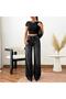 Women's Black High Waist Wide Leg Denim Jean Pants - 6