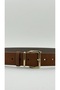 Women's Tan Suede Leather Real Gold Plated 4 cm Belt, Matching with Trousers, Jackets, and Dresses - 3