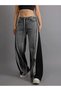 Custom Design Elastic Waist Wide Leg Loose Fit Washable Two-Piece Denim Jean Pants-Custom Design Elastic Waist Wide Leg Loose Fit Washable Two-Piece Denim - 4