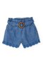 Girl's Denim Shorts with Elastic Waist and Wooden Buckle, Ages 2-8, Blue