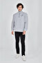 Men's Half Zipper Printed Sweat - Gray
