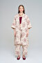 Women's Long Kimono with Large Floral Embroidery and Sequin Trim - 2