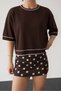Women's Oversize Contrast Striped Crew Neck Knitwear T-Shirt