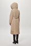 Hooded Belted Detailed Quilted Coat Beige 13973 - 5