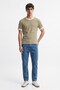 Khaki Contrast Collar Men's T-Shirt - 2