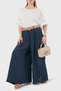 Relaxed Fit High Waist Wide Leg Linen Trousers Pants 7544