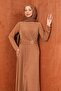 Biscuit Waist Buckle Draped Evening Dress - 2