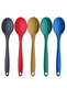 5-Piece Silicone Kitchen Spoon Set – Heat-Resistant Non-Stick Serving and Mixing Spoon Set (Anthracite, Red, Yellow, Green, Blue)