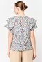 Women Crew Neck Short Sleeve Floral Print Top, Multicolor - 3