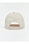 Beige Text Embroidered Men's Cap Hat
