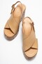 Women's Genuine Leather Wedge Heeled Sandals 6354 Karamel - 3