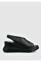 Black Leather Women's Heeled Sandals