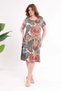 Women's Multi-Colored Shawl Pattern Large Size Stretchy Midi Dress - 4